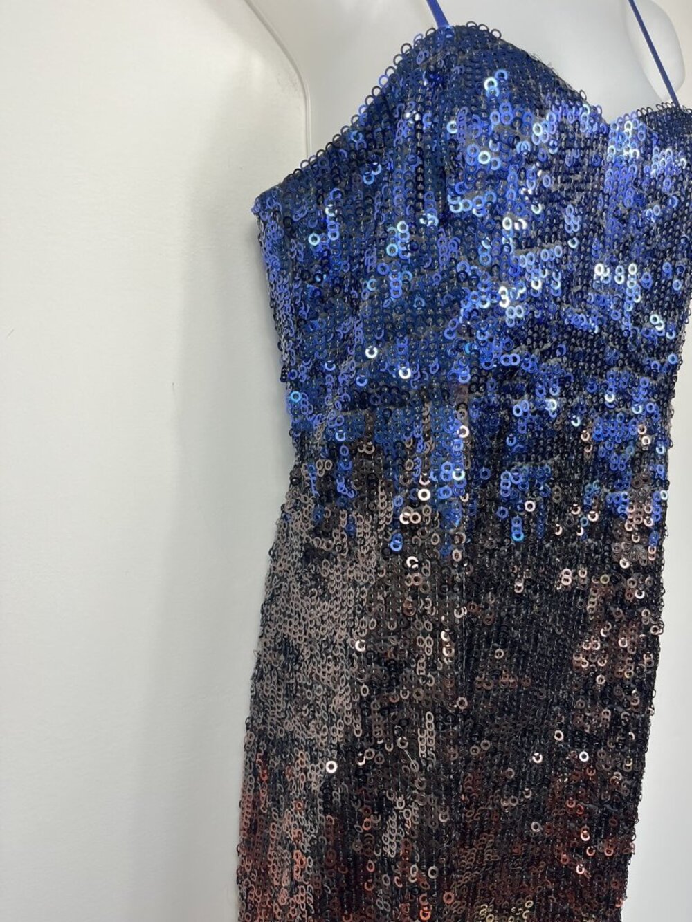 Vintage Jolene Dress Womens 10 Blue Sequin Ombre Sleeveless Mini Y2K Taylor - Picture 5 of 11
